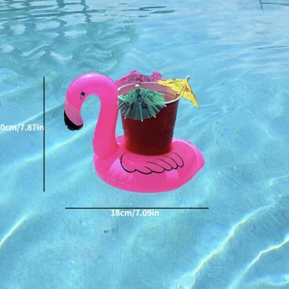 Inflatable Pink Flamingo Pool Floaties Drink Holders - Picture 4 of 4
